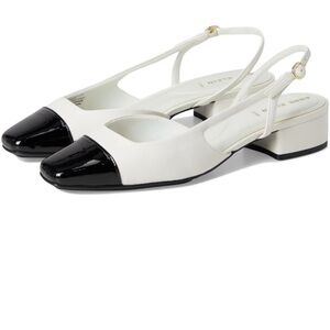 Anne Klein Nia White Black Toe Slingback 9 NWT